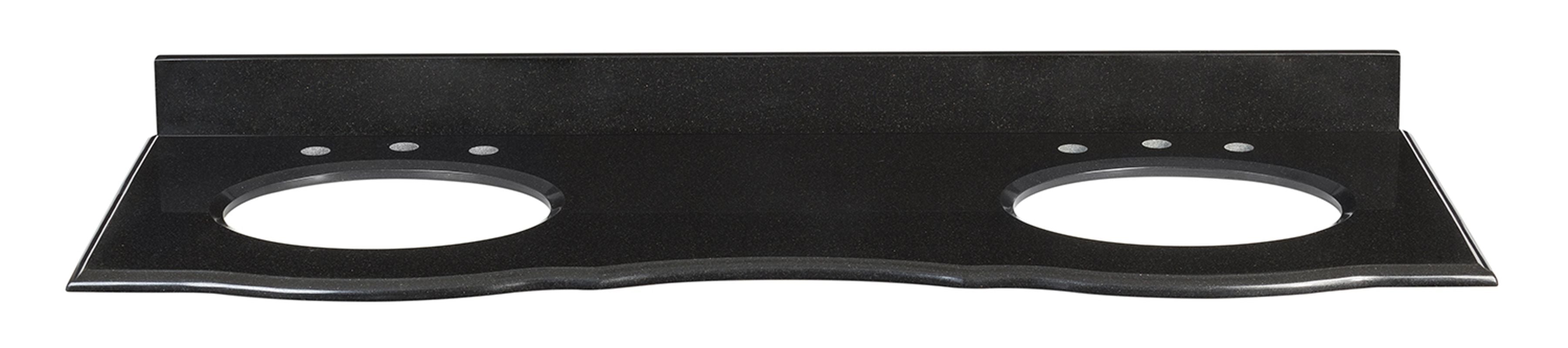 Warwick Vanity Top - Oval Double Undermount 61'' Black Granite