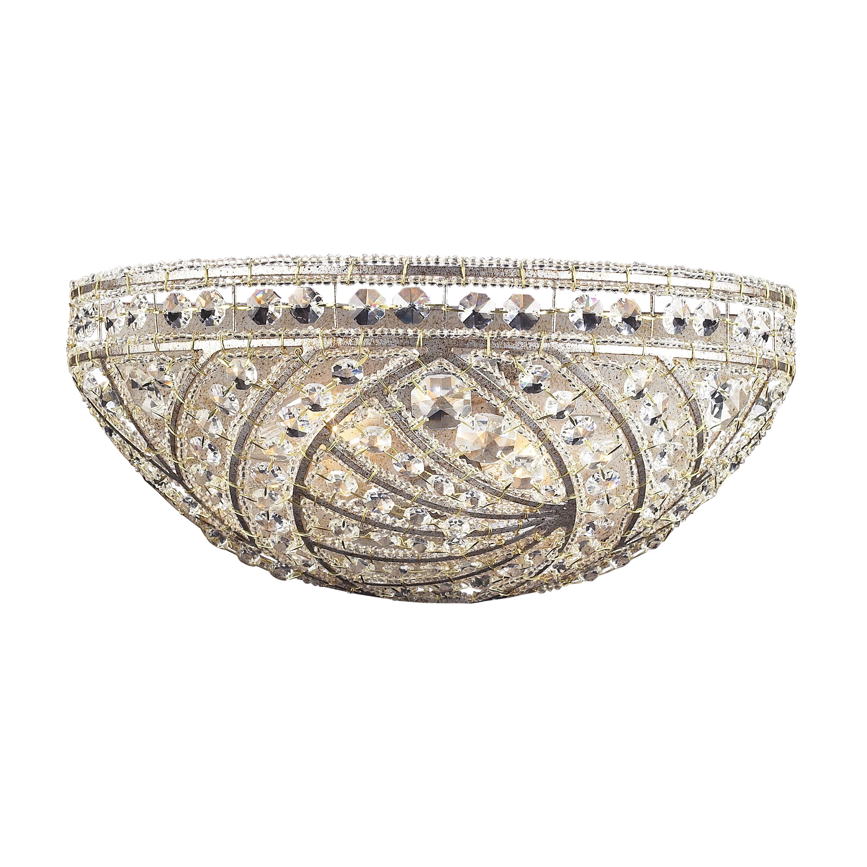 Pocket 6''High 2-Light Sconce - Silver with Polished Lead Crystal