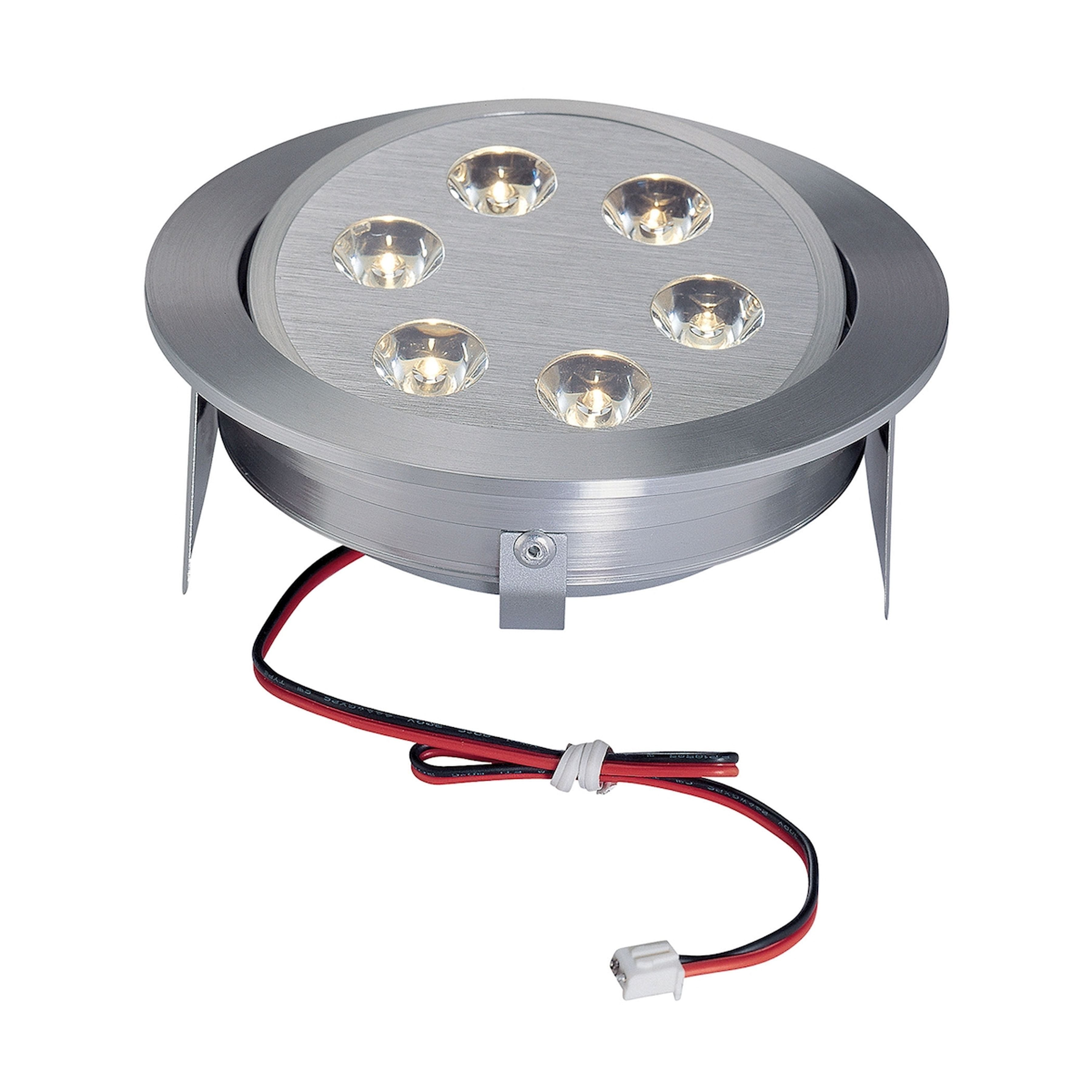 Tiro 6-light Directional LED Downlight w/source. Clear lens/Brushed Aluminum